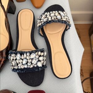 Denim Jeweled Sandal